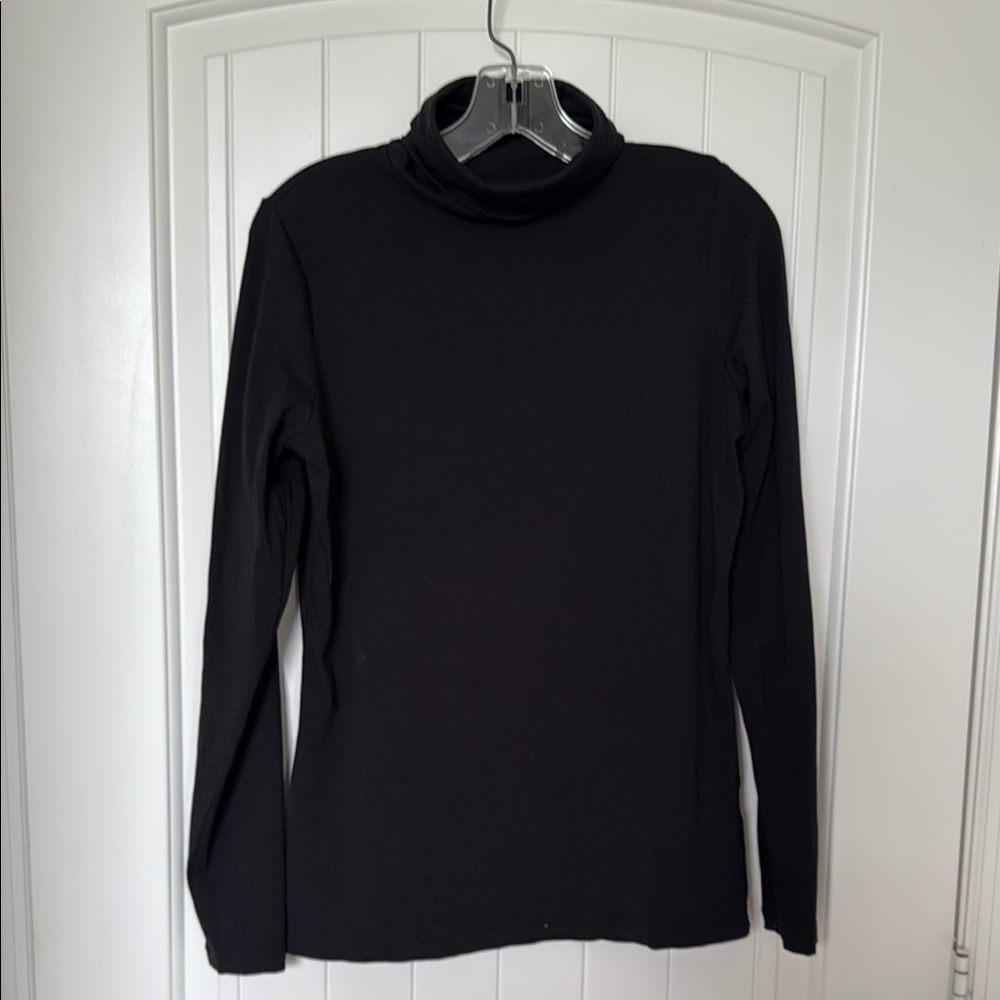 Lands' End Classic Black Turtleneck Long Sleeve Top